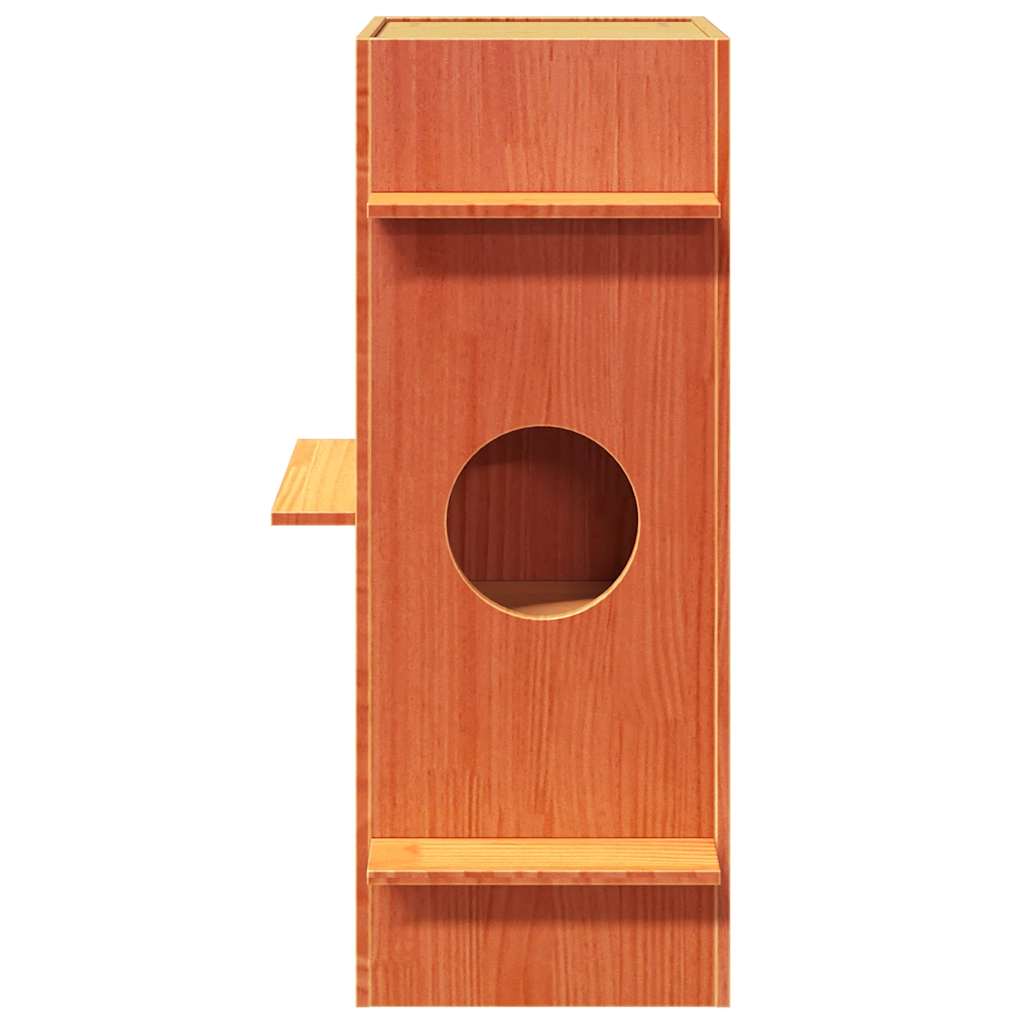 vidaXL Maison pour chat cire marron 43x43x90 cm bois de pin massif - Image 3