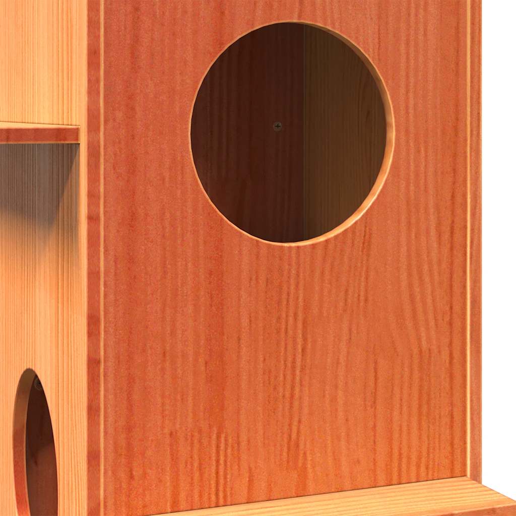 vidaXL Maison pour chat cire marron 43x43x90 cm bois de pin massif - Image 6