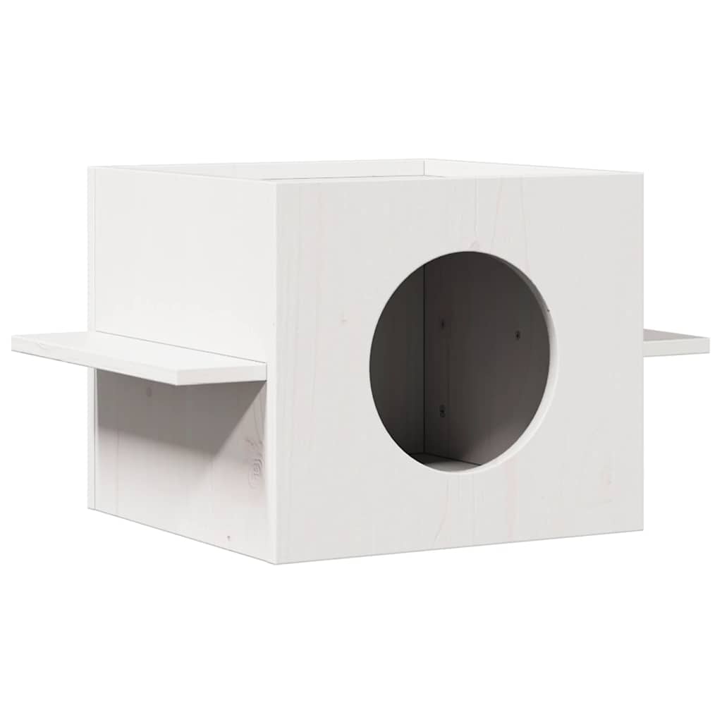 vidaXL Maison pour chat blanc 51x35x30 cm bois de pin massif