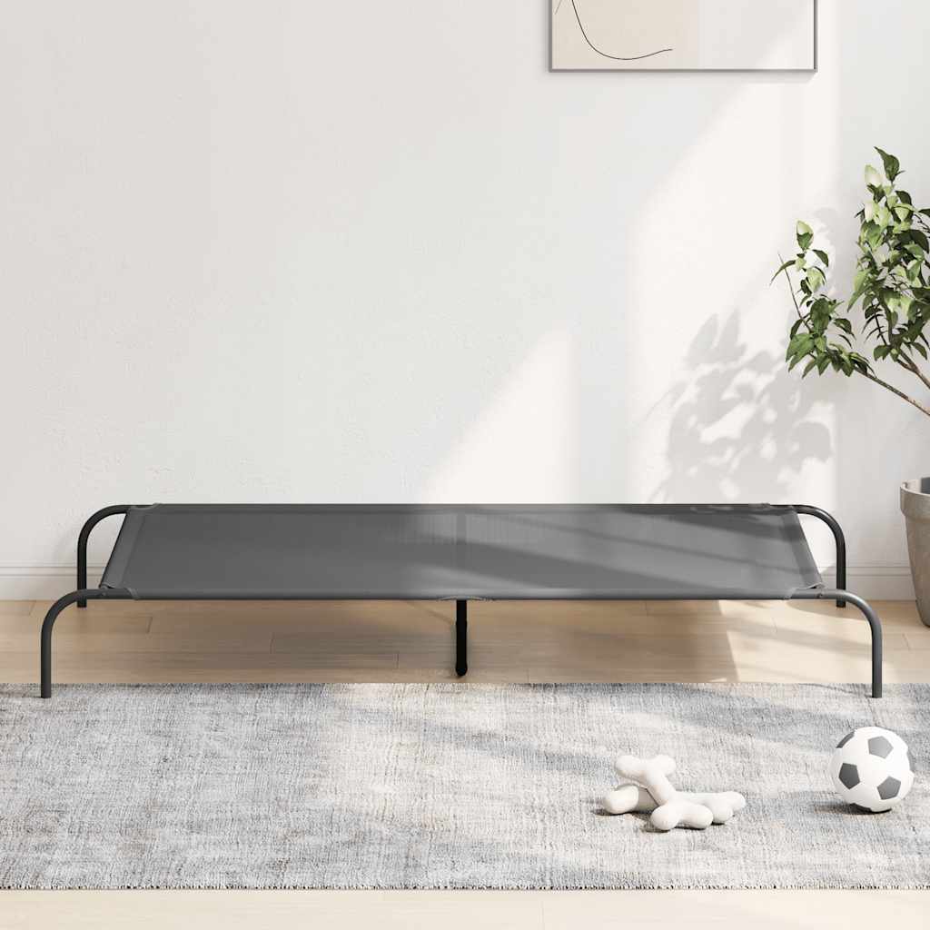 vidaXL Lit surélevé pour chien gris 150x90x20 cm textilène et acier