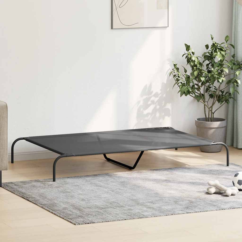 vidaXL Lit surélevé pour chien gris 150x90x20 cm textilène et acier - Image 3