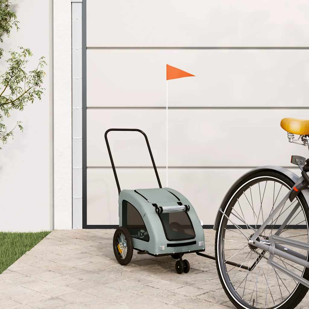 vidaXL Remorque de vélo pour animaux de compagnie gris