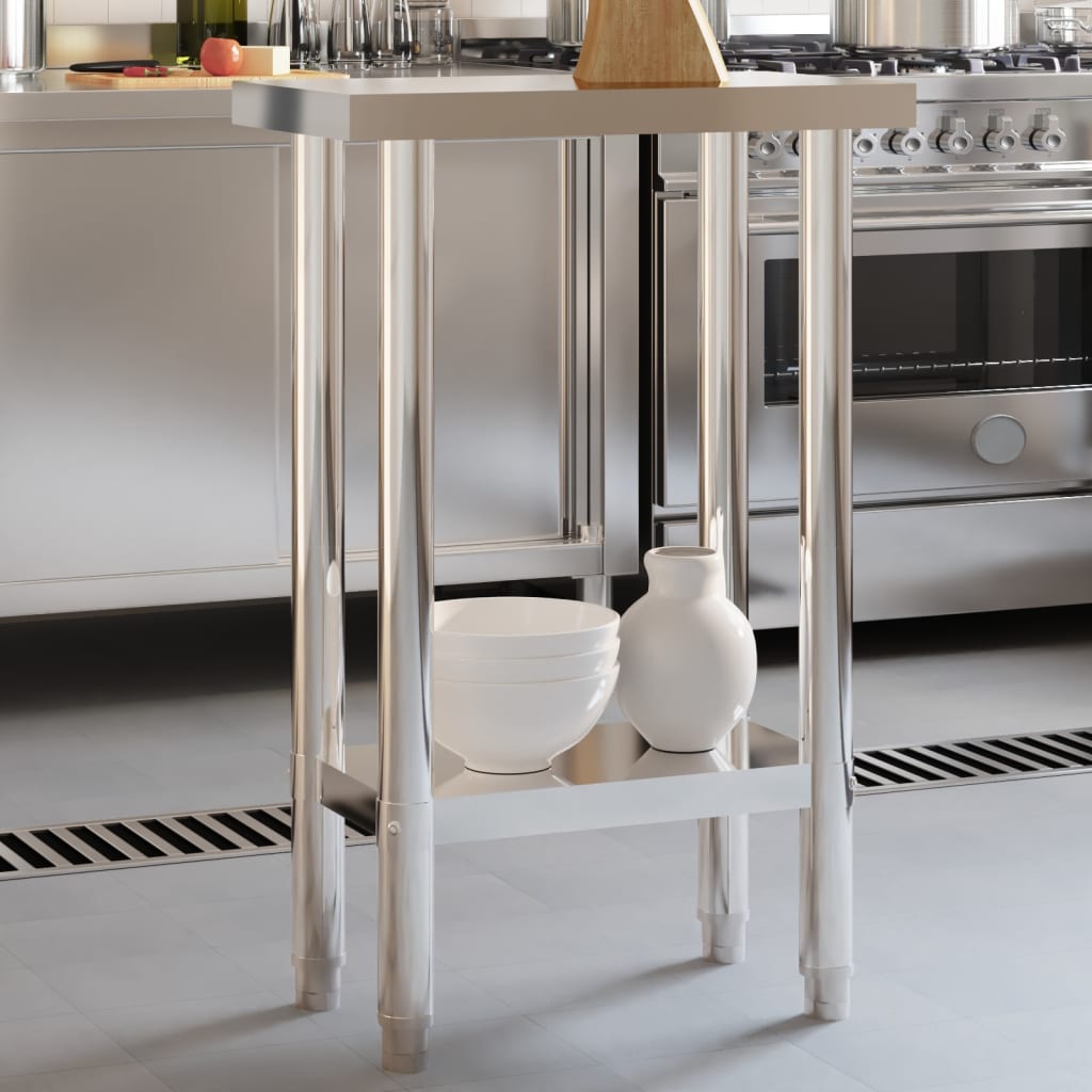 vidaXL Table de travail de cuisine 55x30x85 cm acier inoxydable