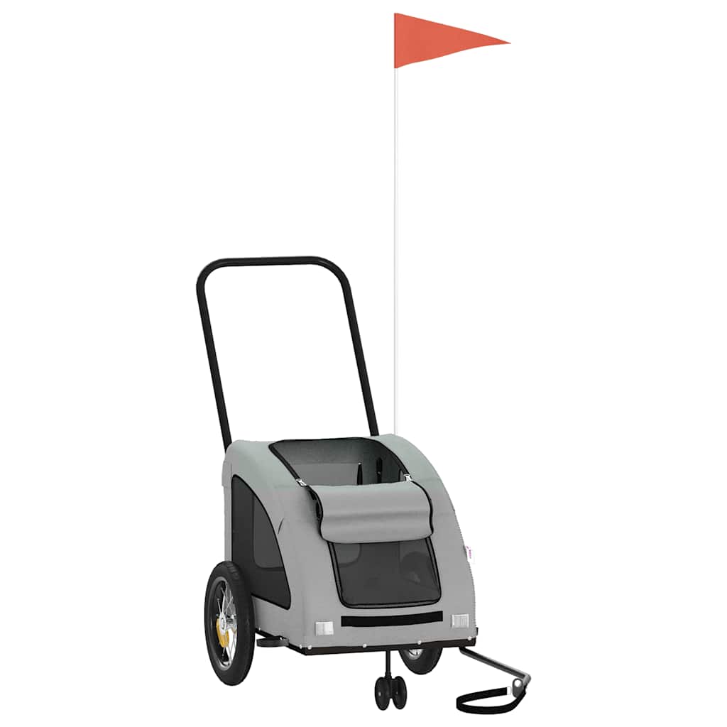 vidaXL Remorque de vélo pour animaux de compagnie gris - Image 3