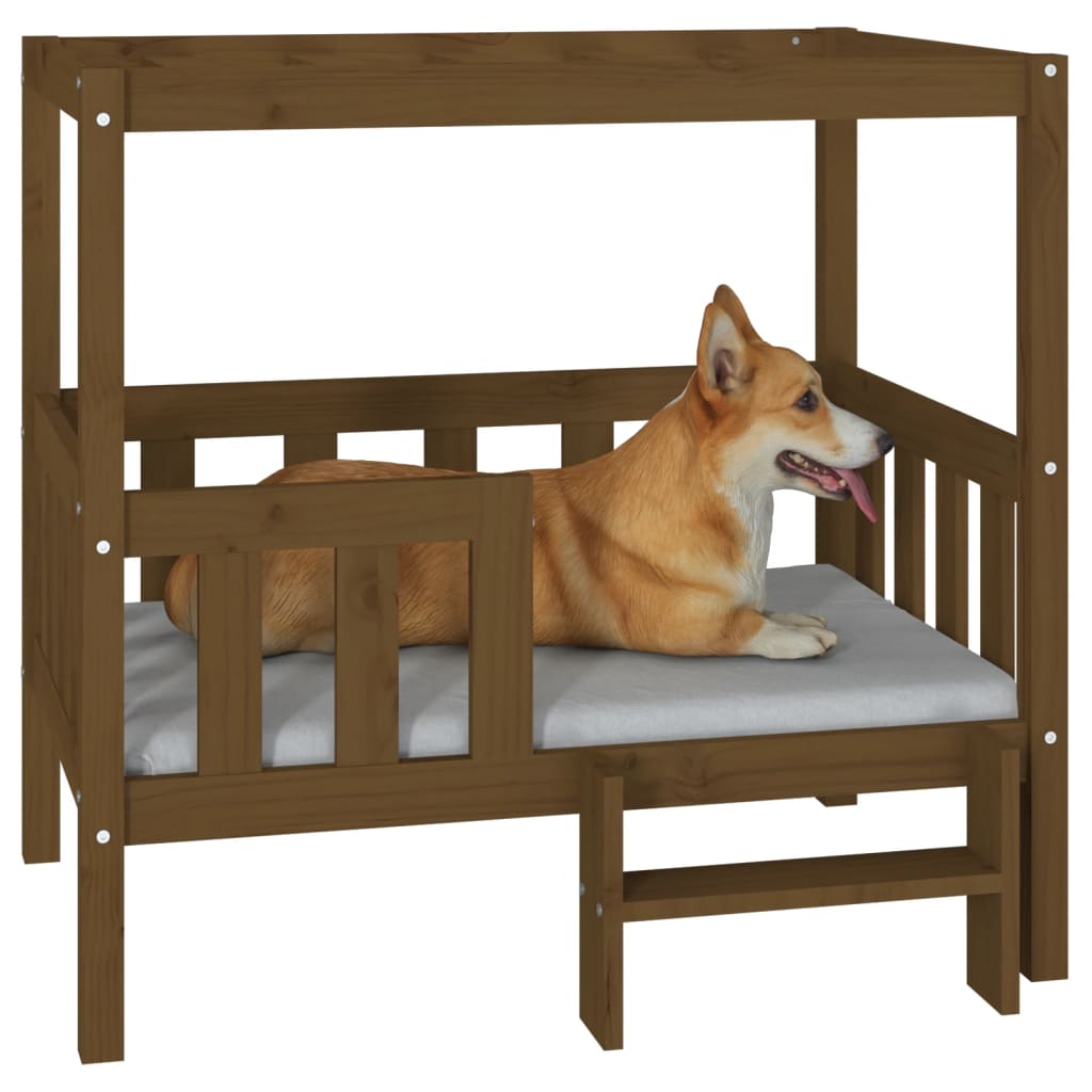 vidaXL Lit pour chien Marron miel 95,5x73,5x90 cm Bois de pin solide - Image 4