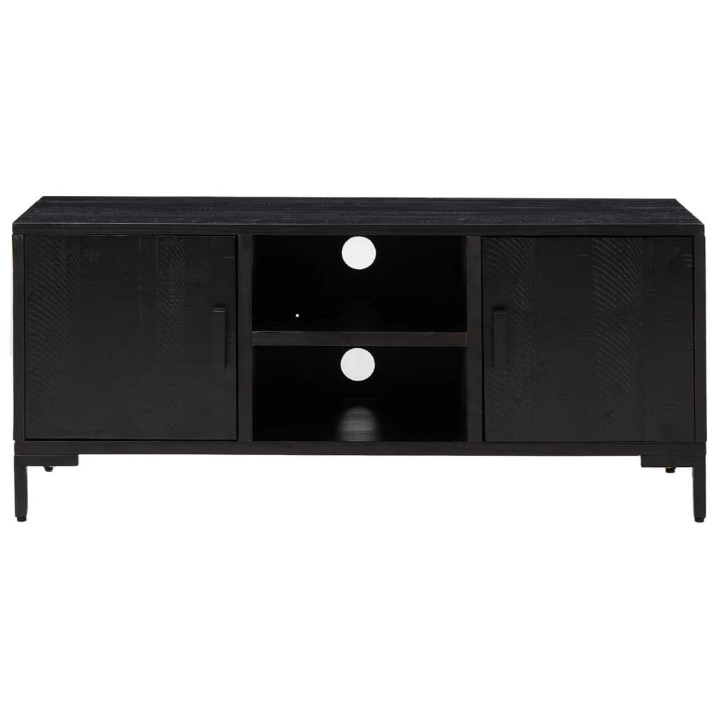 vidaXL Mueble para TV madera maciza de pino negro 110x35x48 cm - Image 3