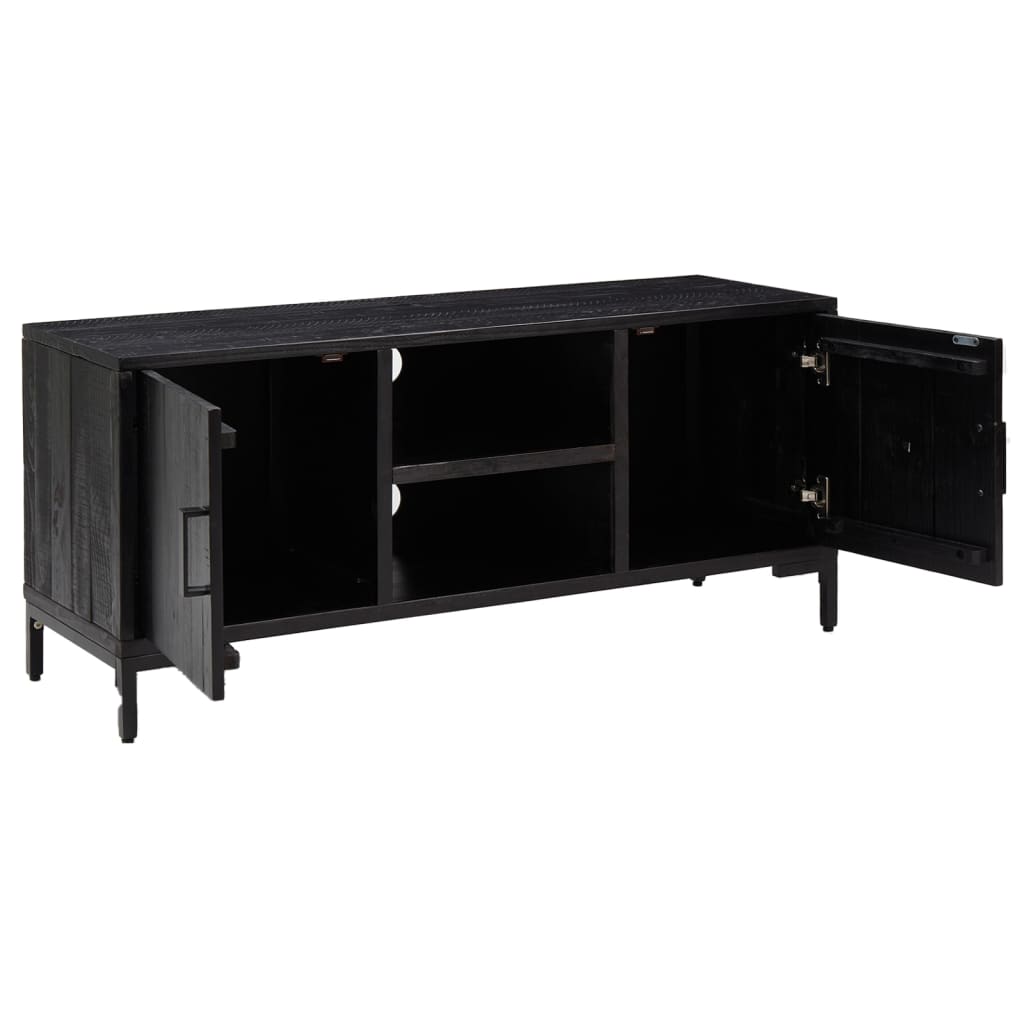 vidaXL Mueble para TV madera maciza de pino negro 110x35x48 cm - Image 4