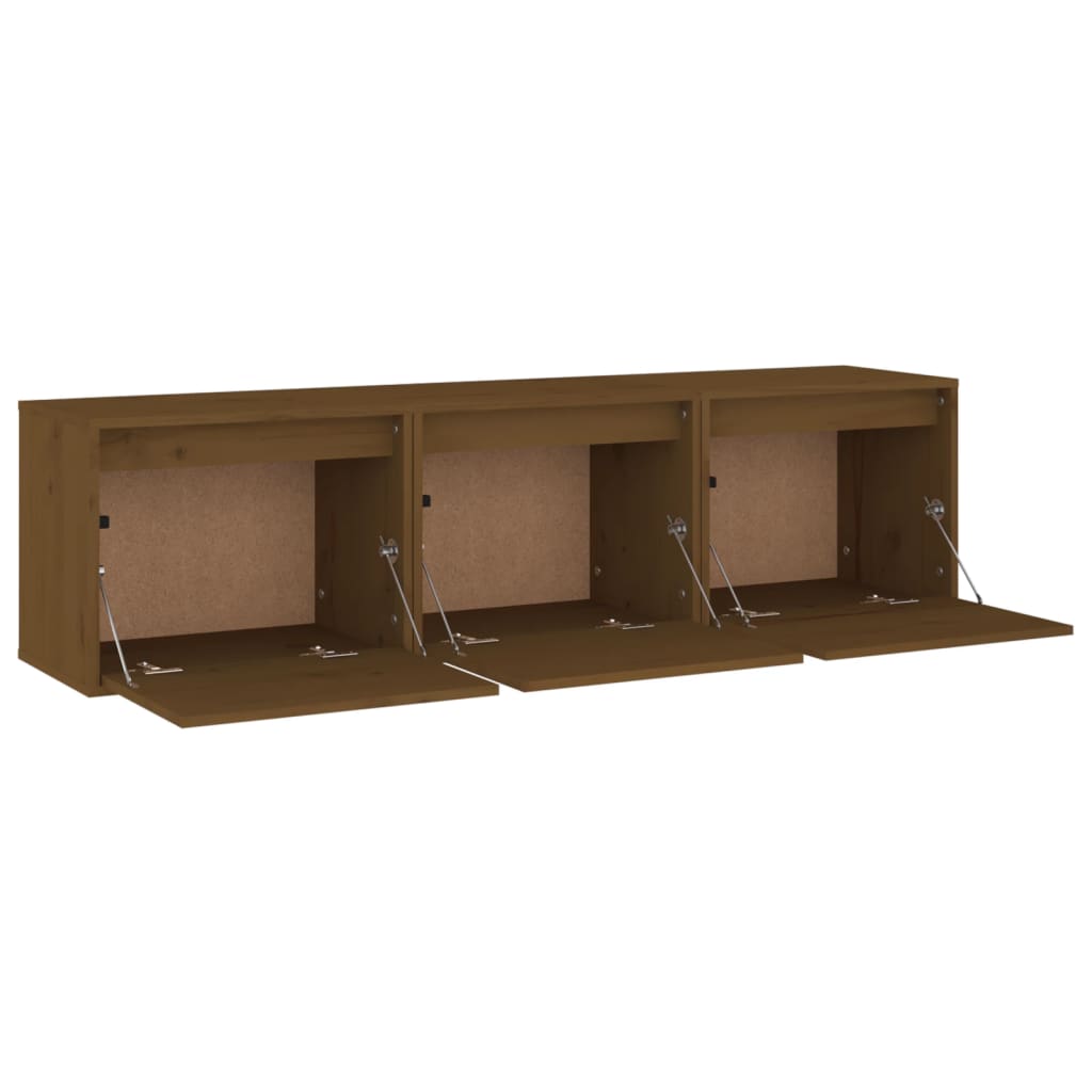 vidaXL Muebles para TV 3 piezas madera maciza de pino marrón miel - Image 4