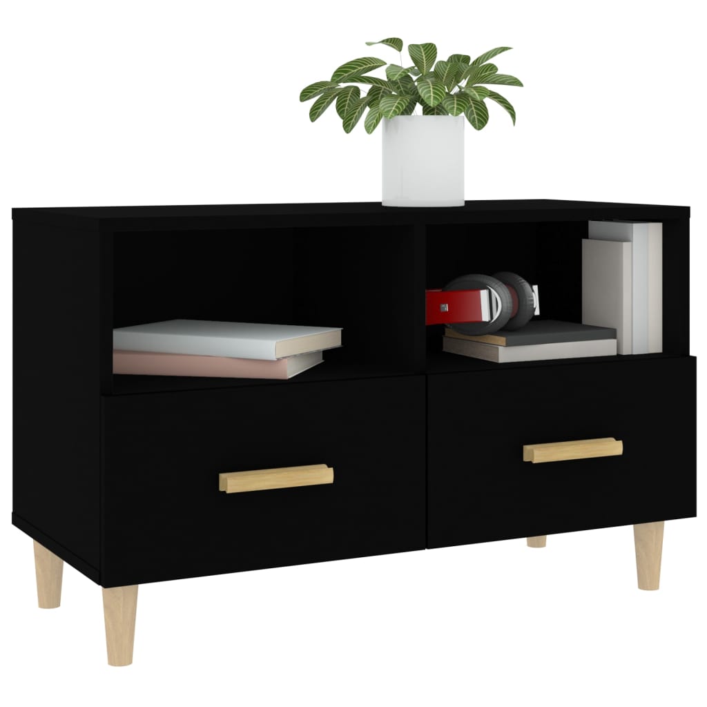 vidaXL Mueble para TV madera contrachapada negro 80x36x50 cm - Image 4