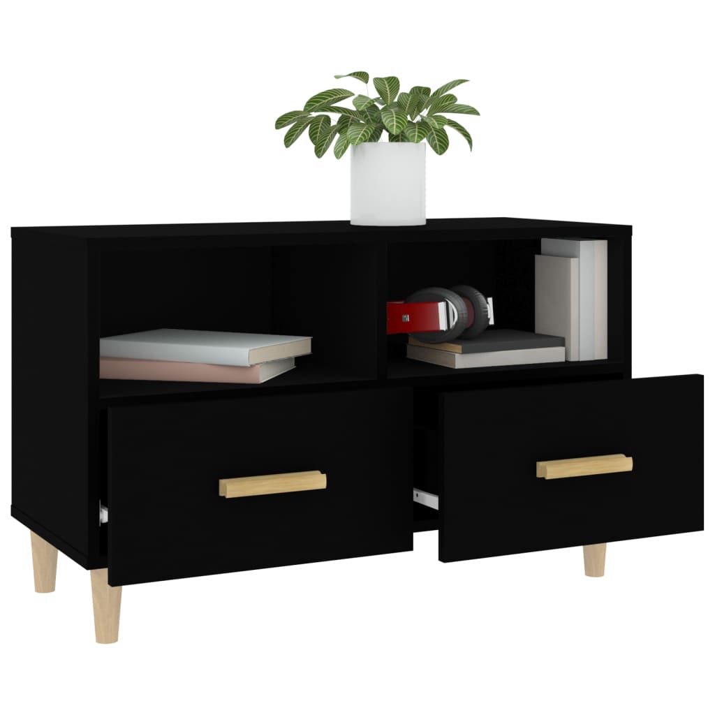 vidaXL Mueble para TV madera contrachapada negro 80x36x50 cm - Image 5