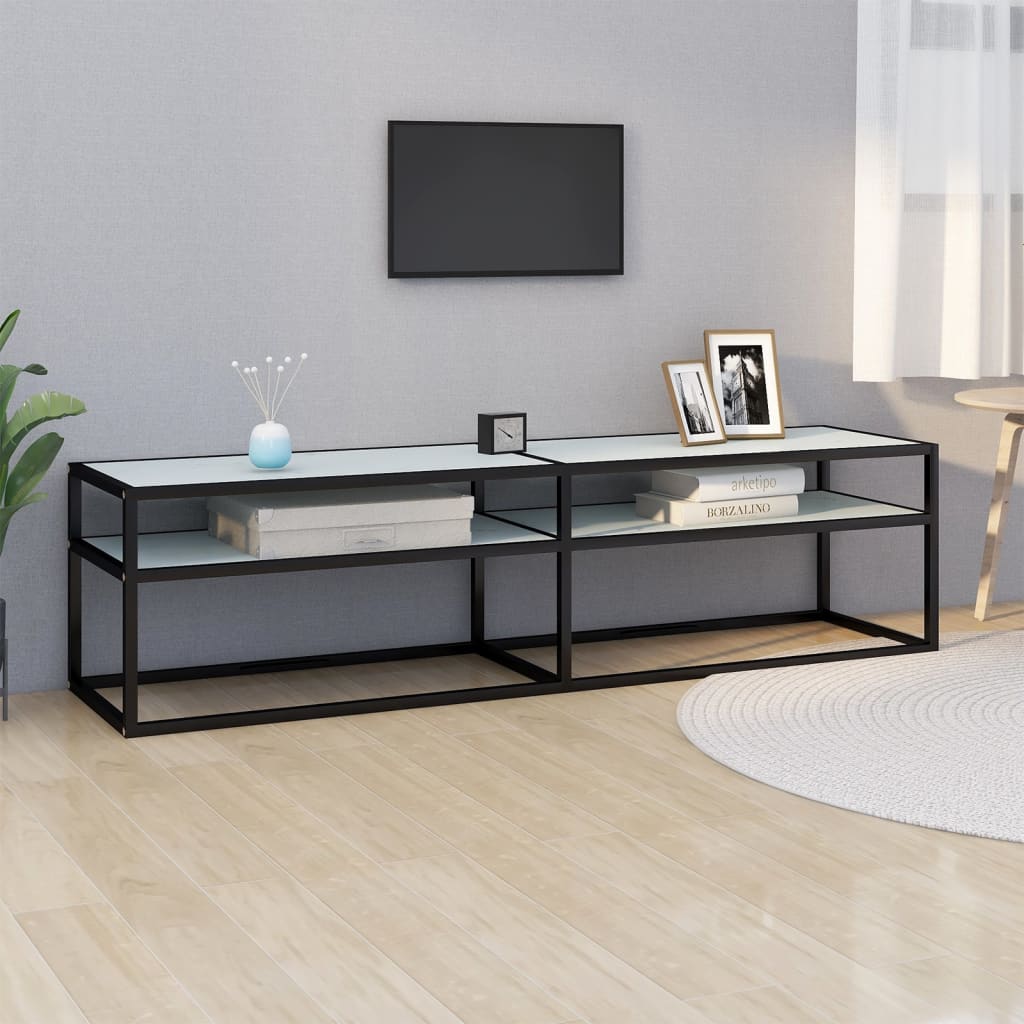vidaXL Mueble de TV vidrio templado color mármol blanco 160x40x40,5 cm