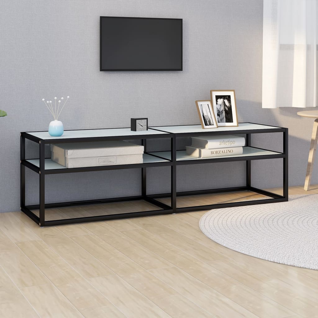 vidaXL Mueble de TV vidrio templado color mármol blanco 140x40x40,5 cm
