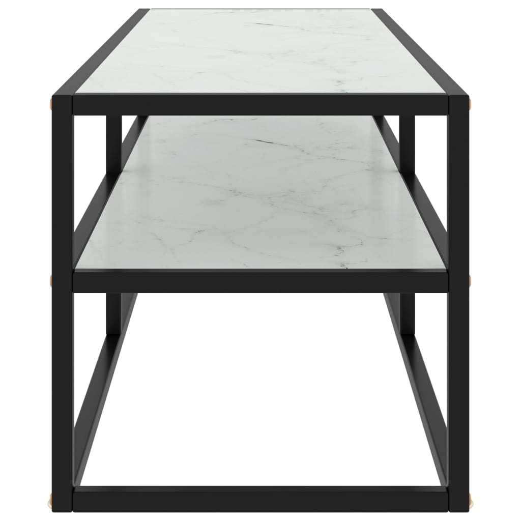 vidaXL Mueble para TV negro con vidrio de mármol blanco 120x40x40 cm - Image 3