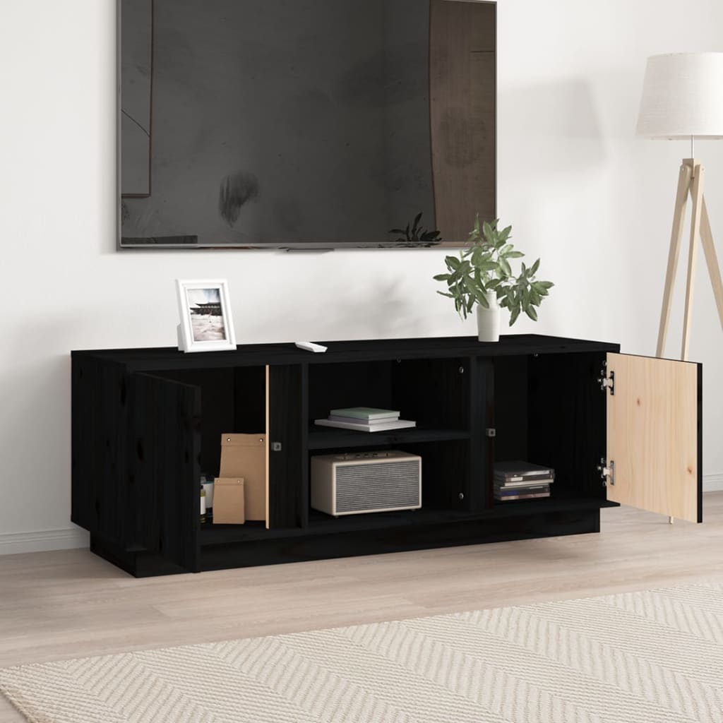 vidaXL Mueble de TV madera maciza de pino negro 110x35x40,5 cm - Image 3