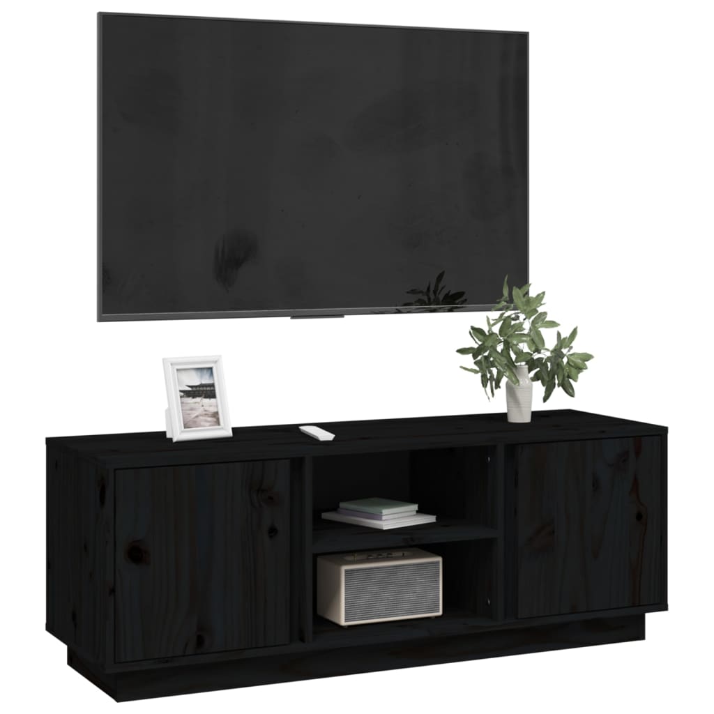 vidaXL Mueble de TV madera maciza de pino negro 110x35x40,5 cm - Image 4
