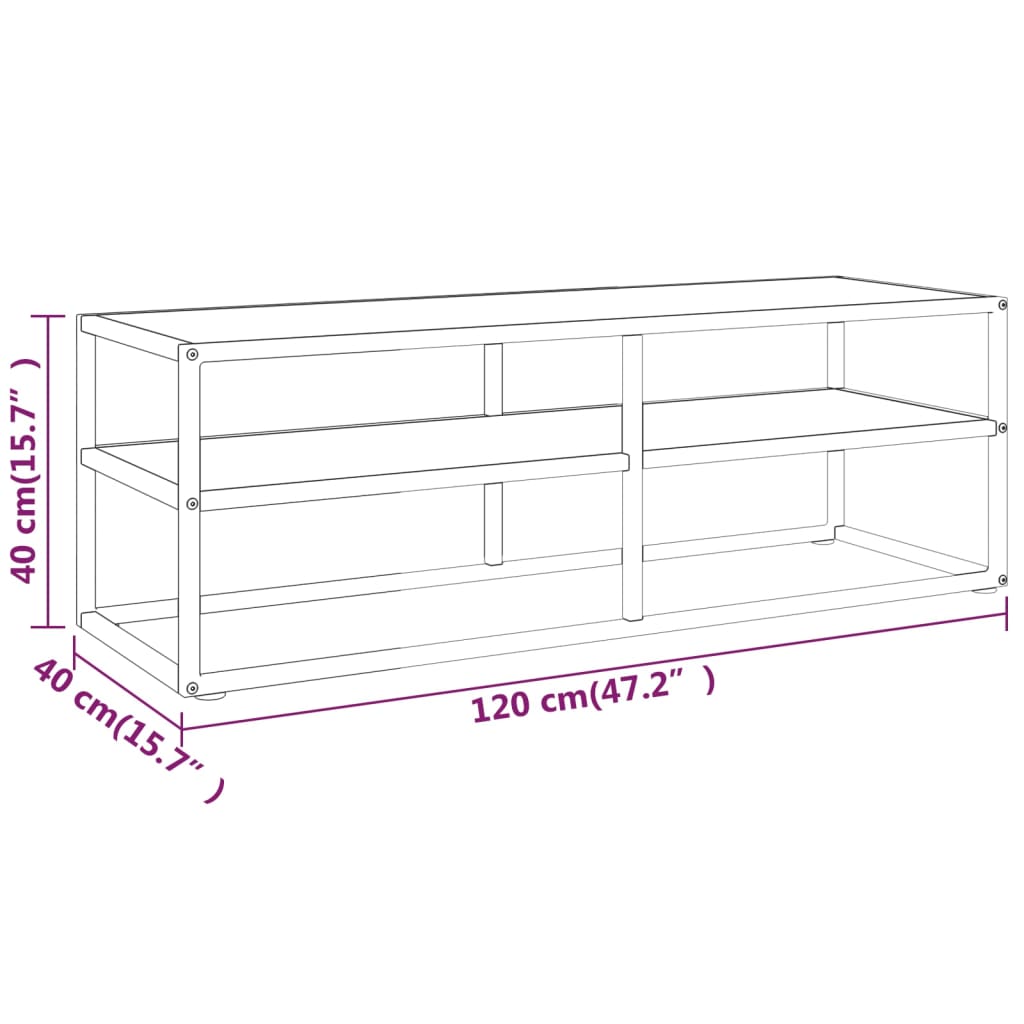 vidaXL Mueble para TV negro con vidrio de mármol blanco 120x40x40 cm - Image 6
