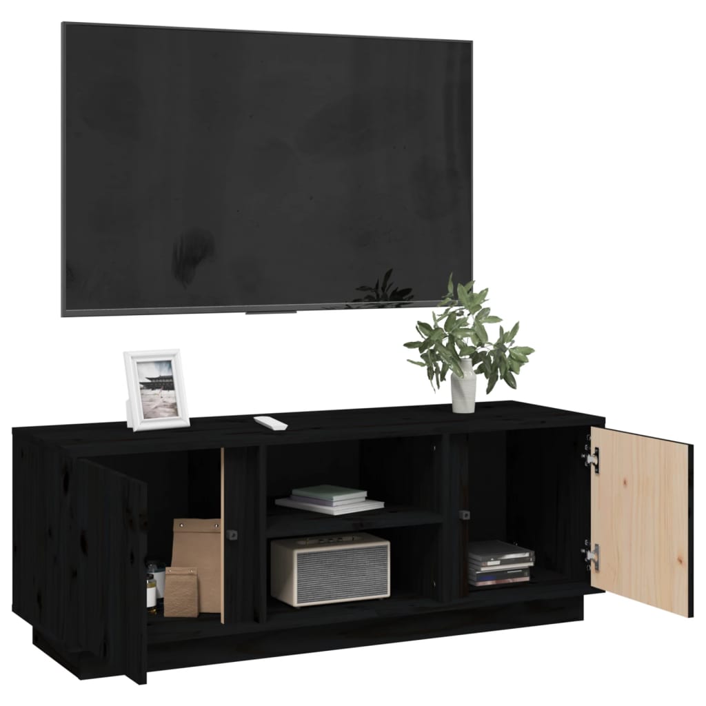 vidaXL Mueble de TV madera maciza de pino negro 110x35x40,5 cm - Image 5