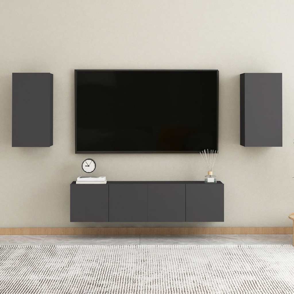 vidaXL Muebles para TV 2 uds madera contrachapada gris 30,5x30x60 cm