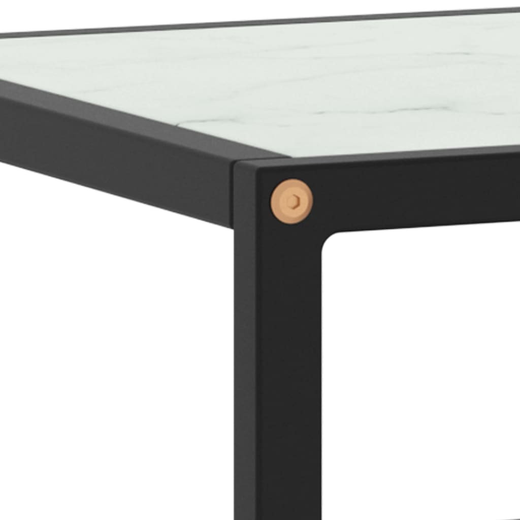 vidaXL Mueble para TV negro con vidrio de mármol blanco 100x40x40 cm - Image 5