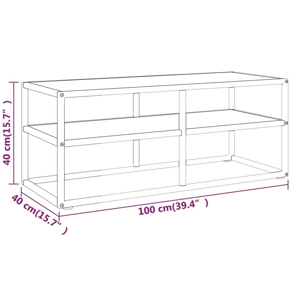 vidaXL Mueble para TV negro con vidrio de mármol blanco 100x40x40 cm - Image 6