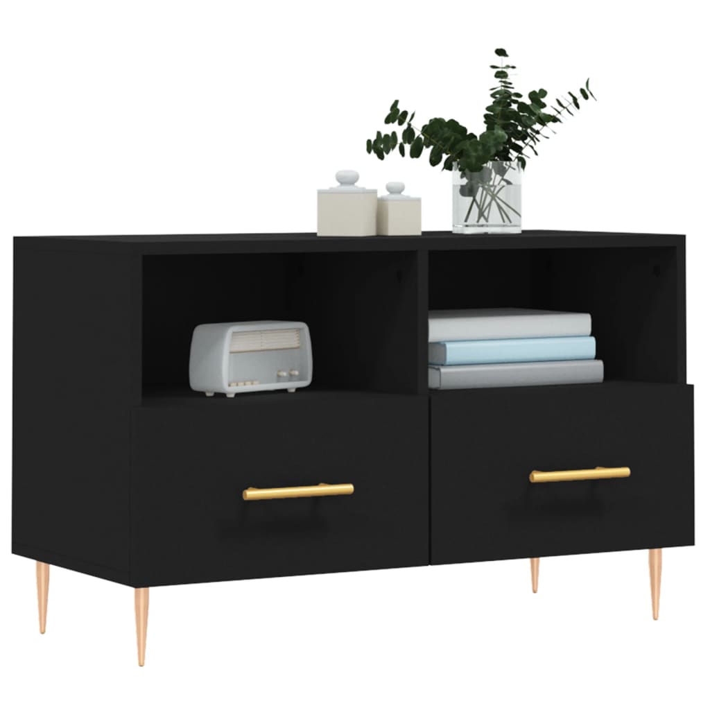 vidaXL Mueble para TV madera contrachapada negro 80x36x50 cm - Image 3