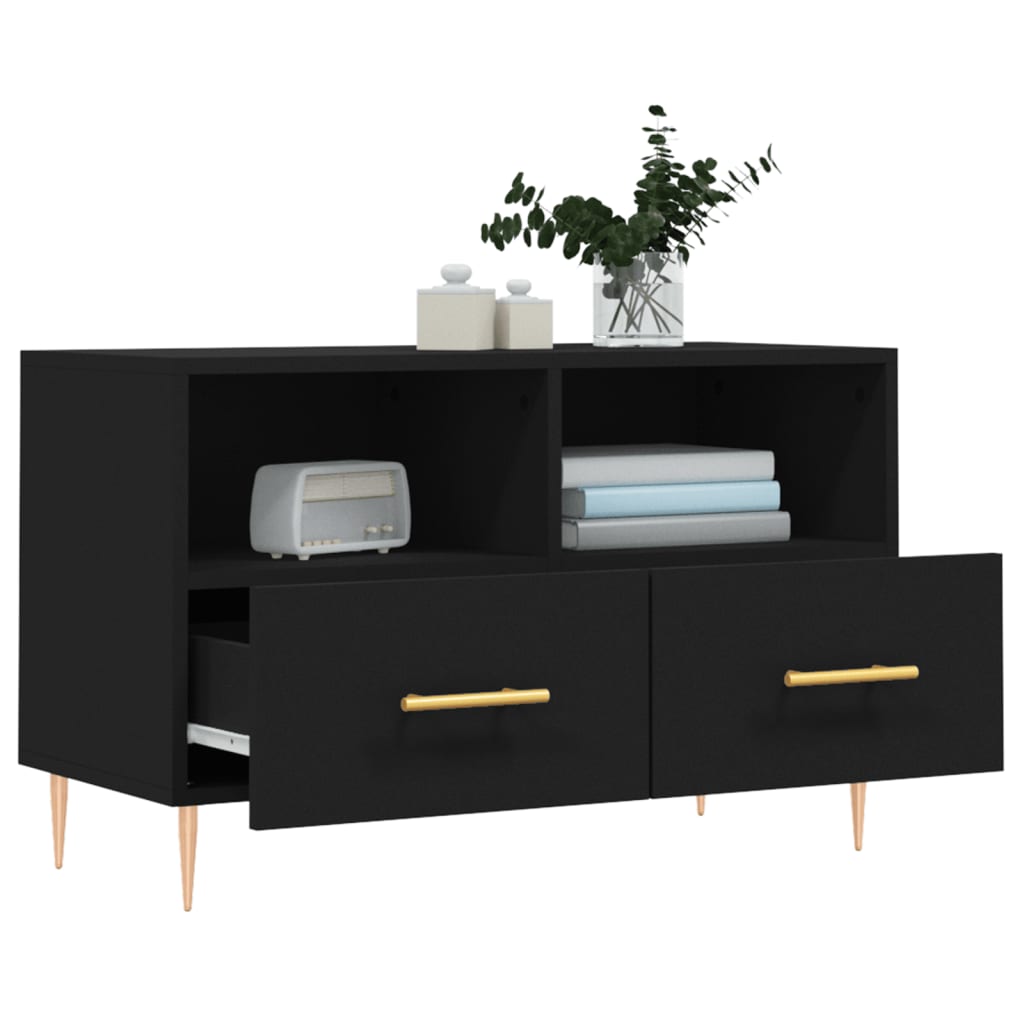vidaXL Mueble para TV madera contrachapada negro 80x36x50 cm - Image 4