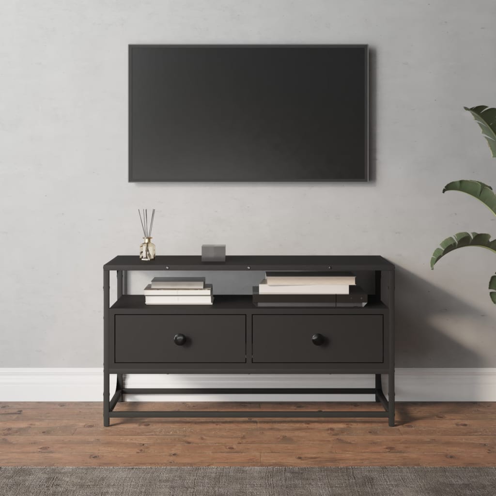 vidaXL Mueble para TV madera contrachapada negro 80x35x45 cm
