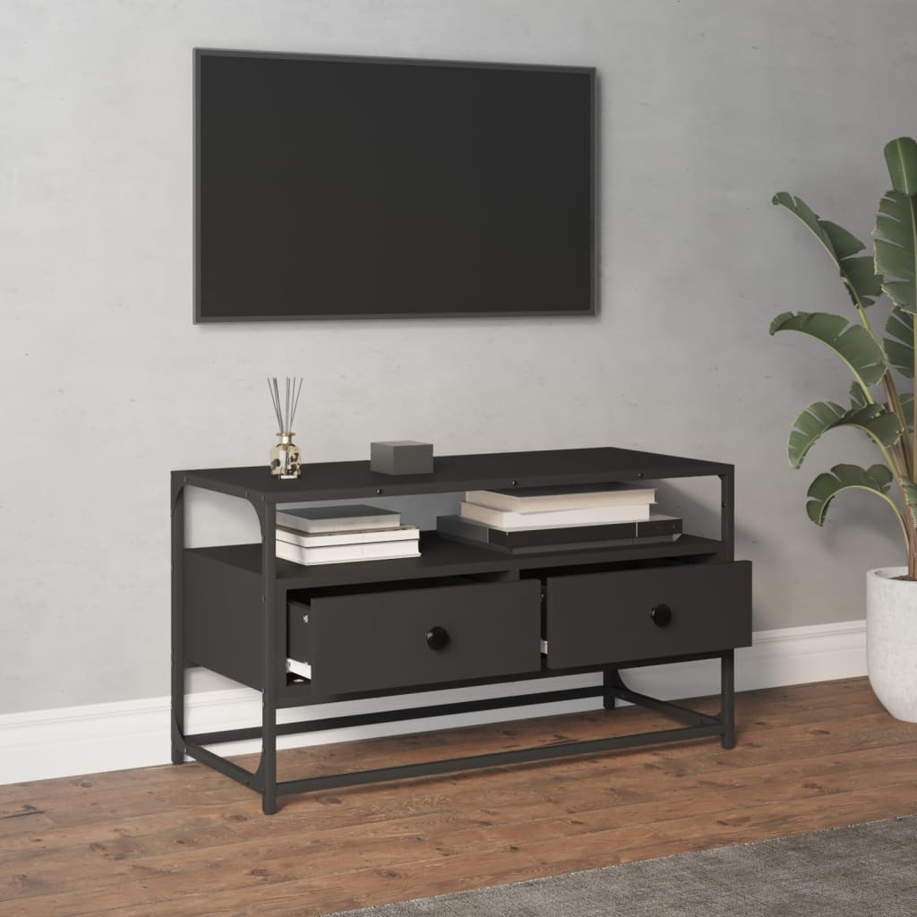 vidaXL Mueble para TV madera contrachapada negro 80x35x45 cm - Image 3