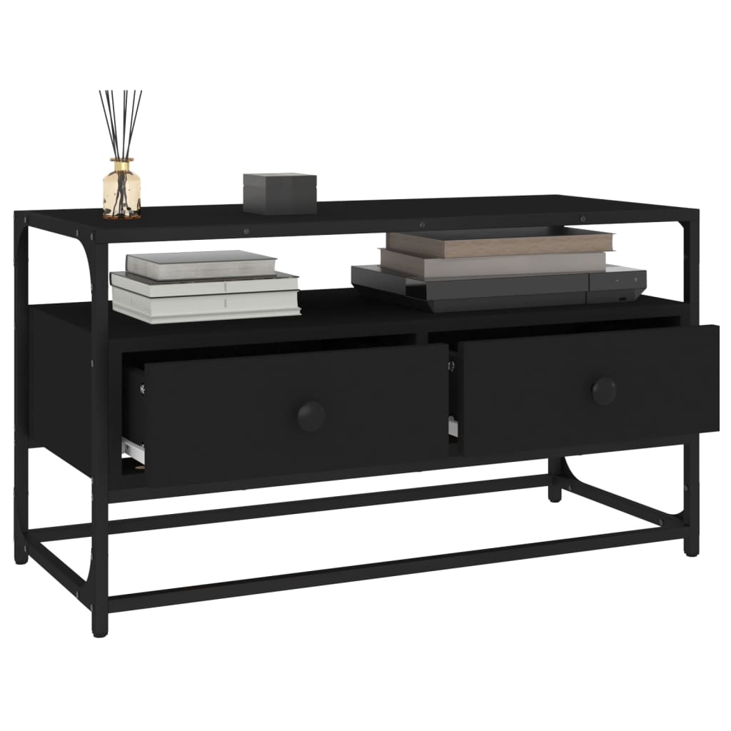 vidaXL Mueble para TV madera contrachapada negro 80x35x45 cm - Image 4