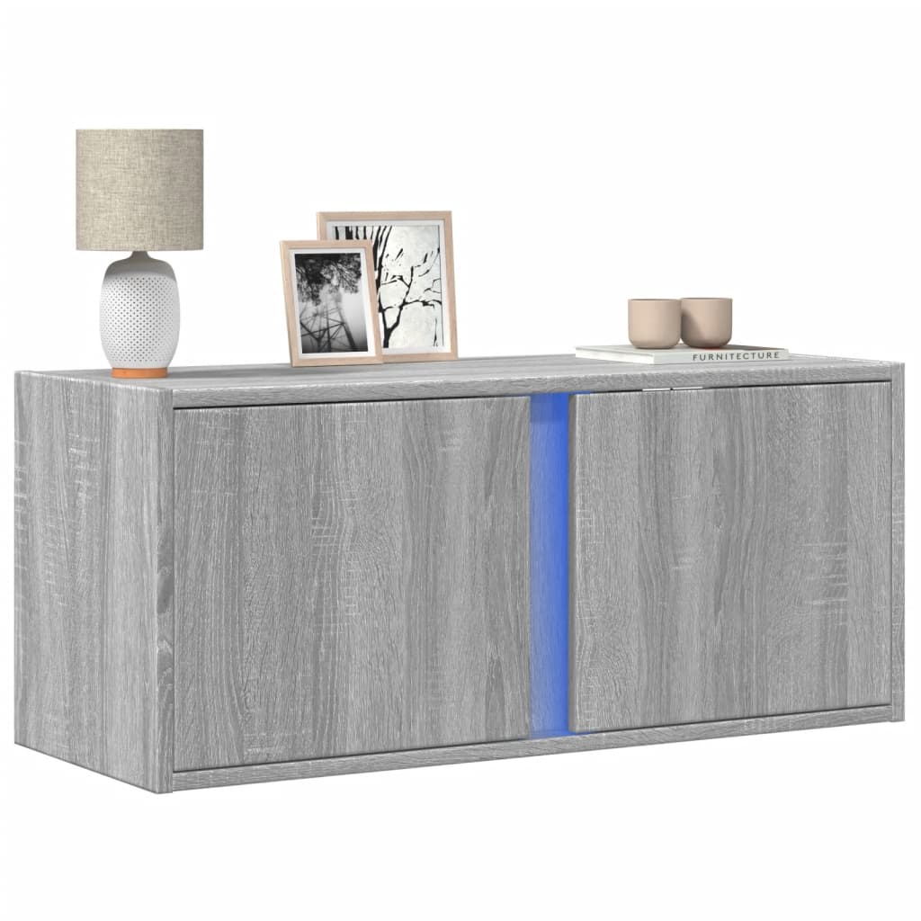vidaXL Mueble de TV de pared con luces LED gris Sonoma 80x31x35 cm