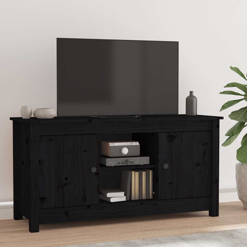 vidaXL Mueble de TV de madera maciza de pino negro 103x36,5x52 cm