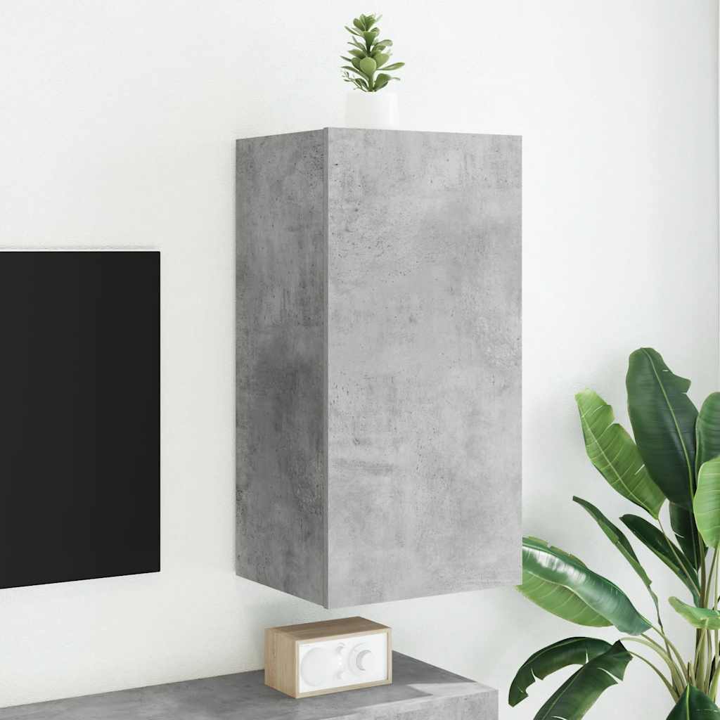 vidaXL Mueble de TV de pared con luces LED gris hormigón 40,5x35x80 cm