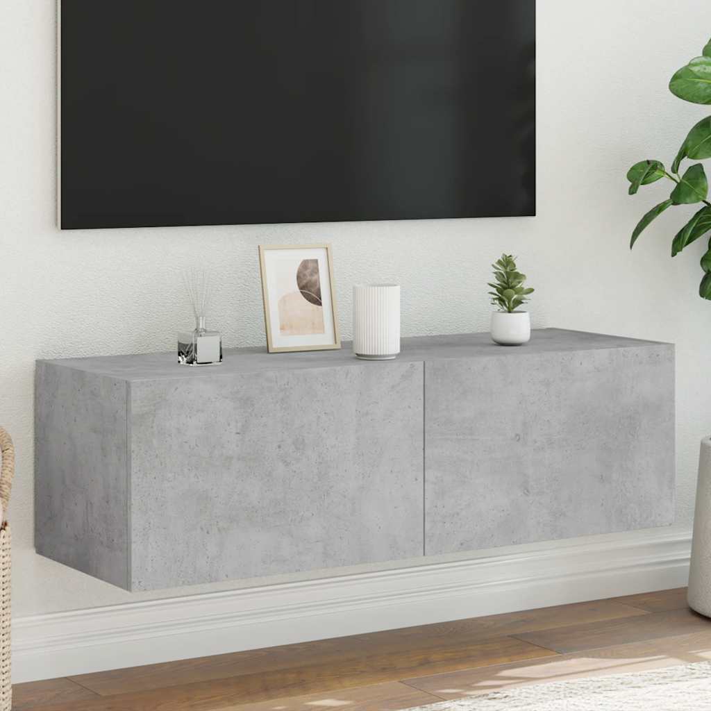 vidaXL Mueble de TV de pared con luces LED gris hormigón 100x35x31 cm