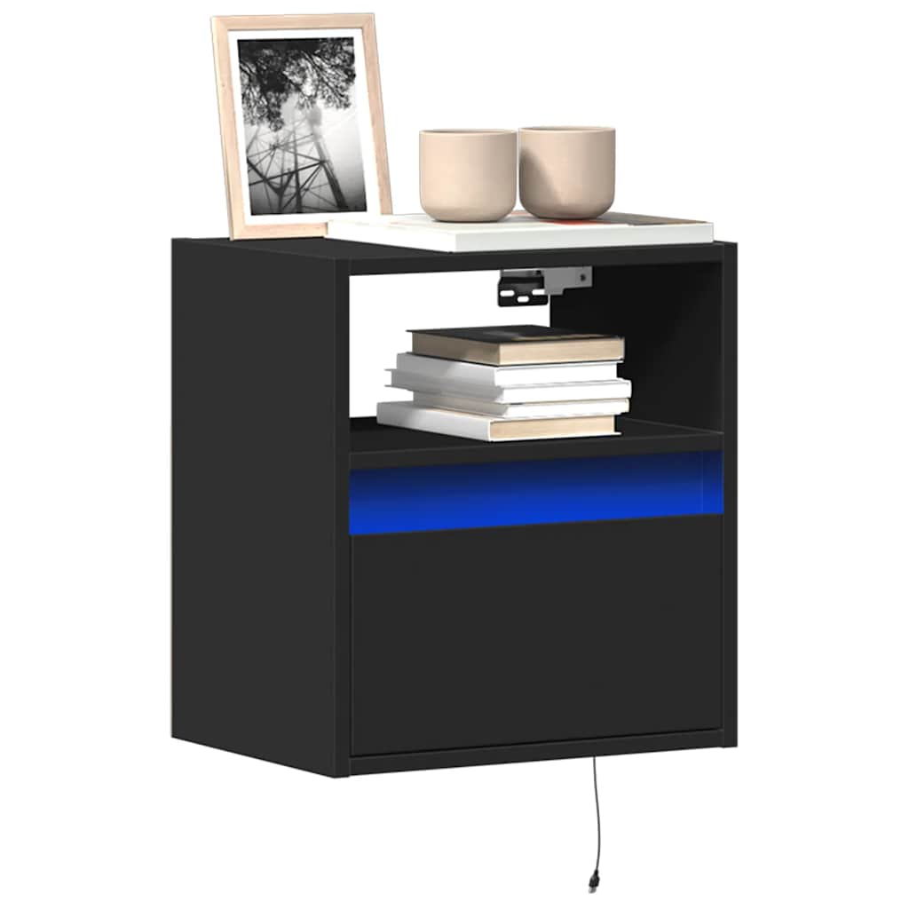 vidaXL Mueble de TV de pared con luces LED negro 41x31x45 cm