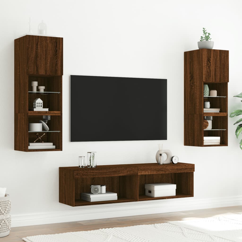 vidaXL Mueble para TV con luces LED roble marrón 60x30x30 cm - Image 4
