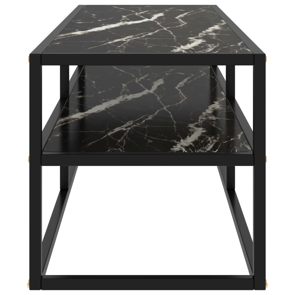 vidaXL Mueble para TV negro con vidrio de mármol negro 120x40x40 cm - Image 3