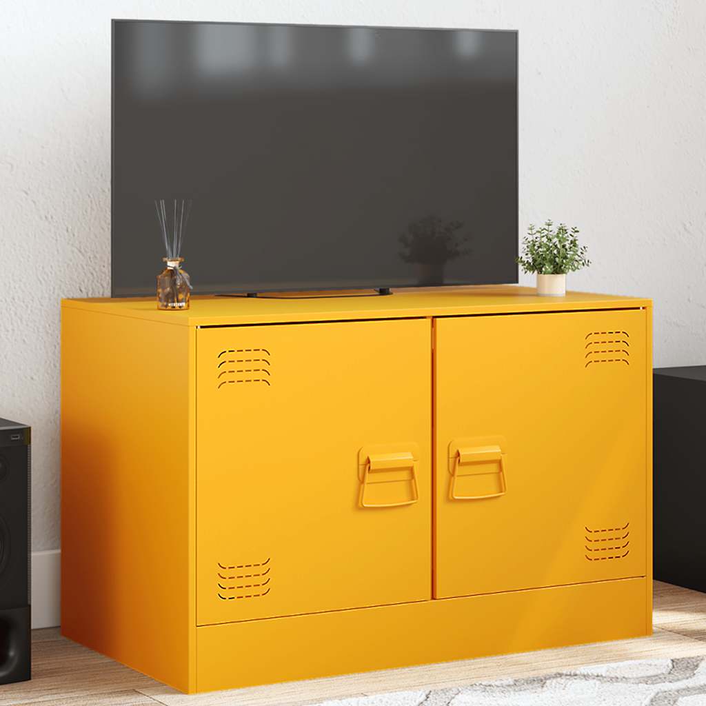vidaXL Mueble para TV de acero amarillo mostaza 67x39x44 cm