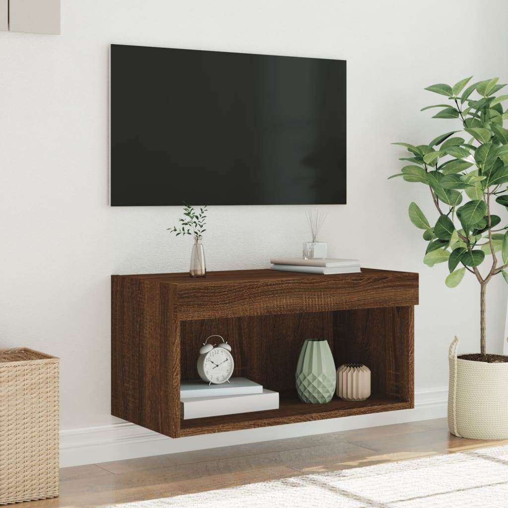 vidaXL Mueble para TV con luces LED roble marrón 60x30x30 cm - Image 5