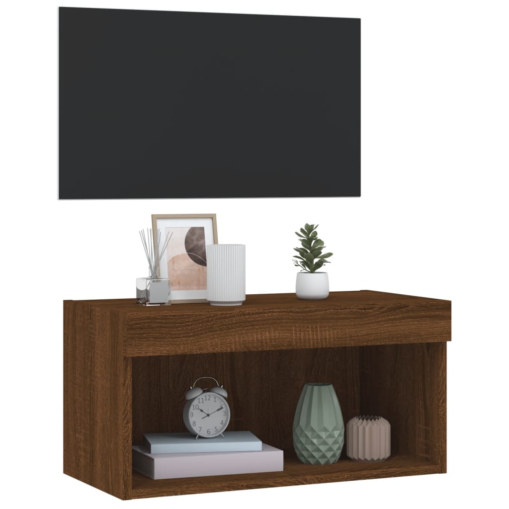 vidaXL Mueble para TV con luces LED roble marrón 60x30x30 cm - Image 6