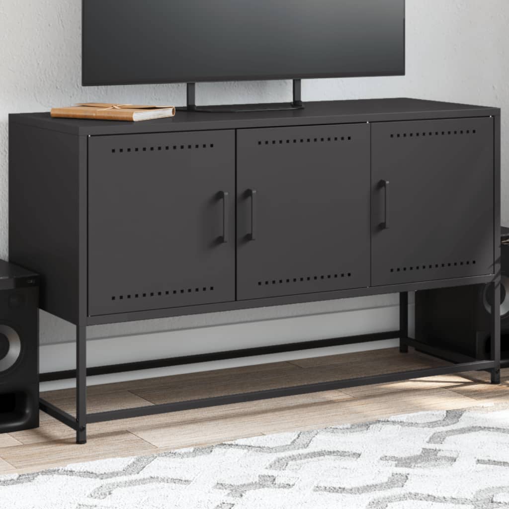 vidaXL Mueble para TV de acero negro 100,5x39x60,5 cm