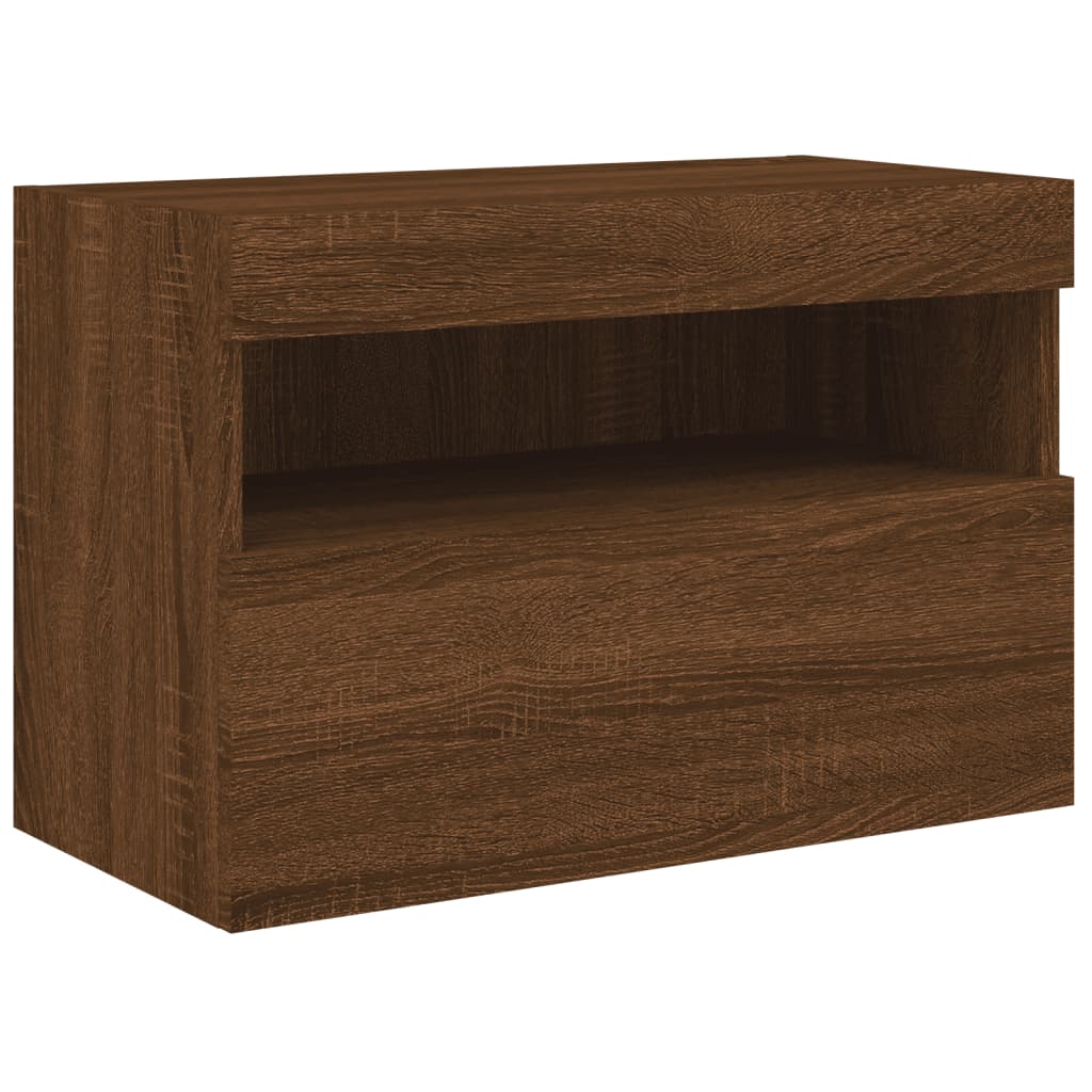 vidaXL Mueble de TV de pared con luces LED roble marrón 60x30x40 cm - Image 3