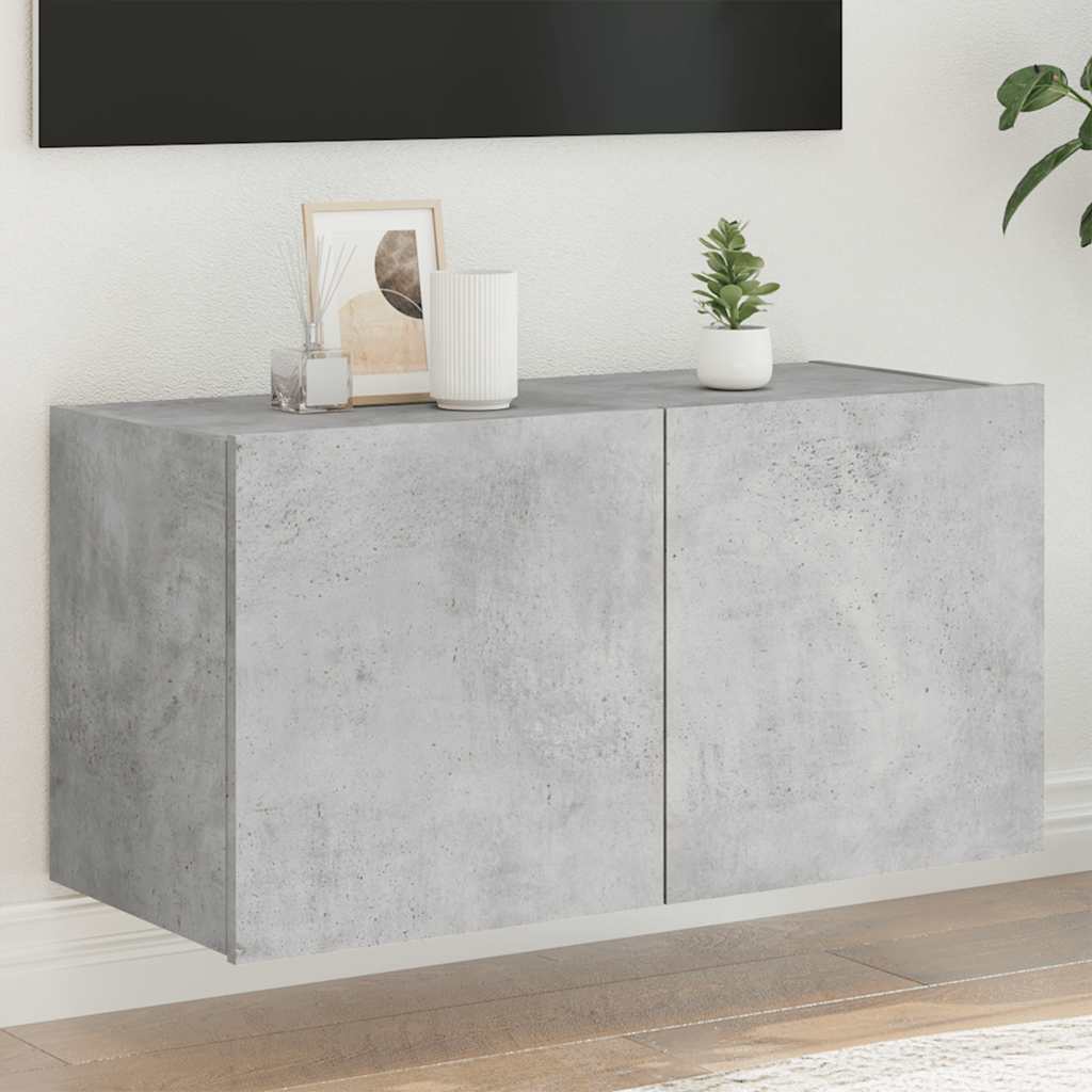 vidaXL Mueble de TV de pared con luces LED gris hormigón 80x35x41 cm