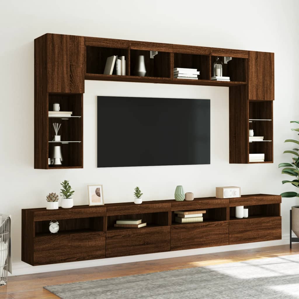 vidaXL Mueble de TV de pared con luces LED roble marrón 60x30x40 cm - Image 6