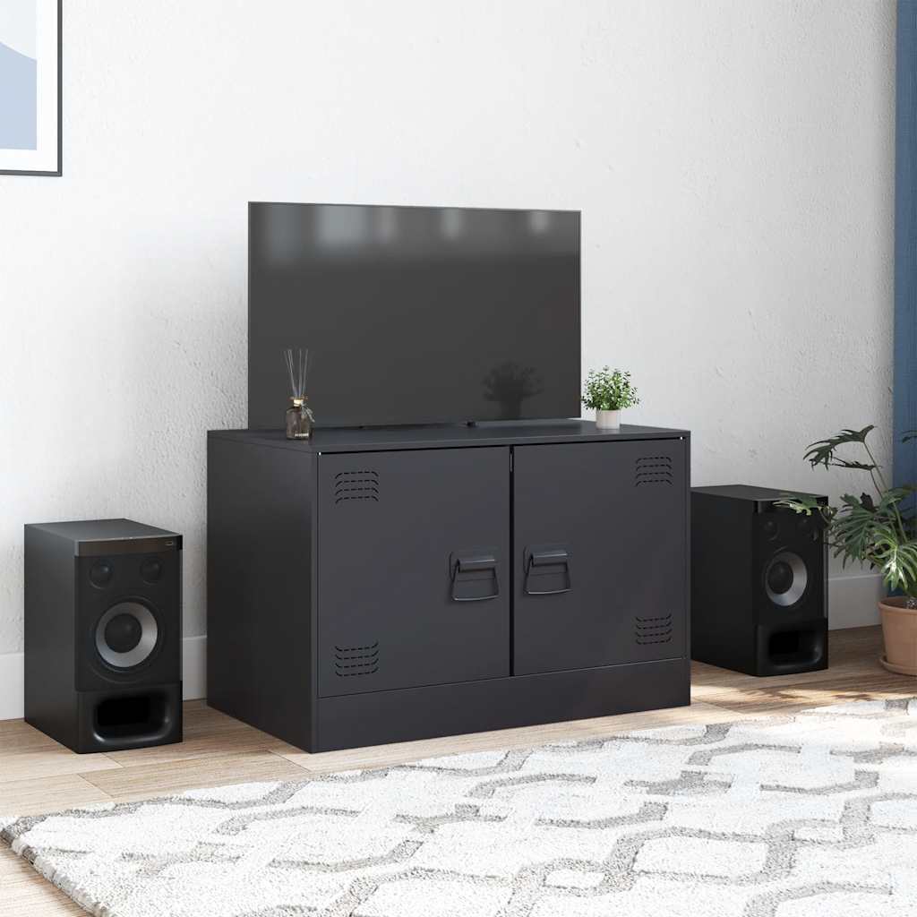 vidaXL Mueble para TV de acero negro 67x39x44 cm