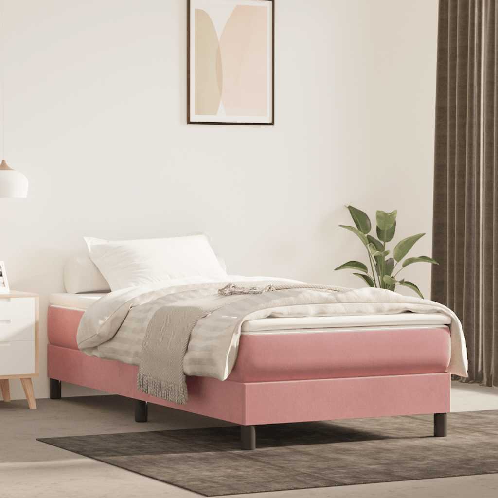 vidaXL Colchón de muelles ensacados terciopelo rosa 100x210x20 cm