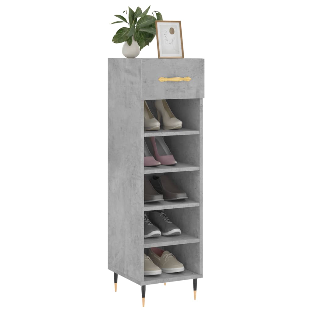 vidaXL Zapatero madera de ingeniería gris hormigón 30x35x105 cm - Image 3