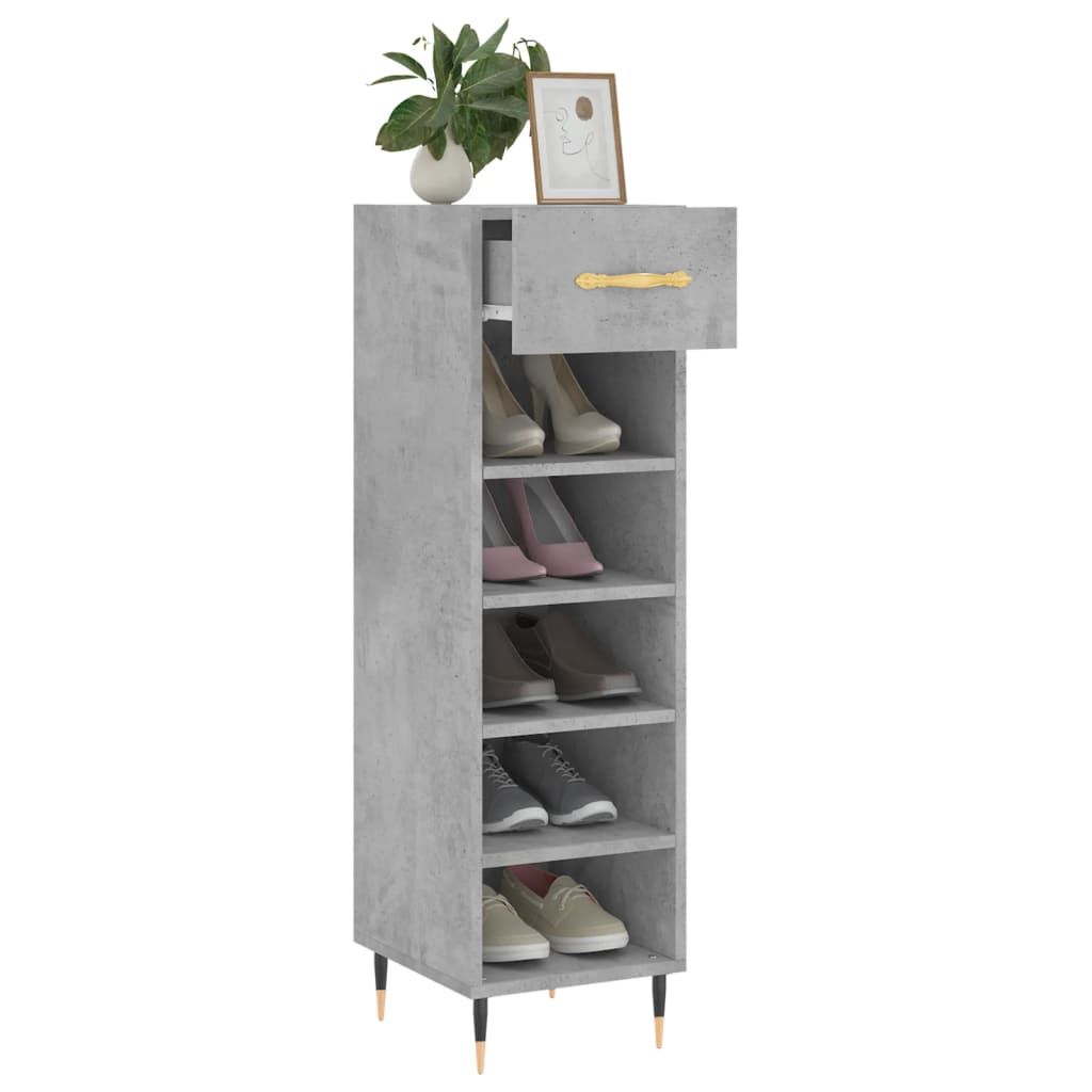 vidaXL Zapatero madera de ingeniería gris hormigón 30x35x105 cm - Image 4