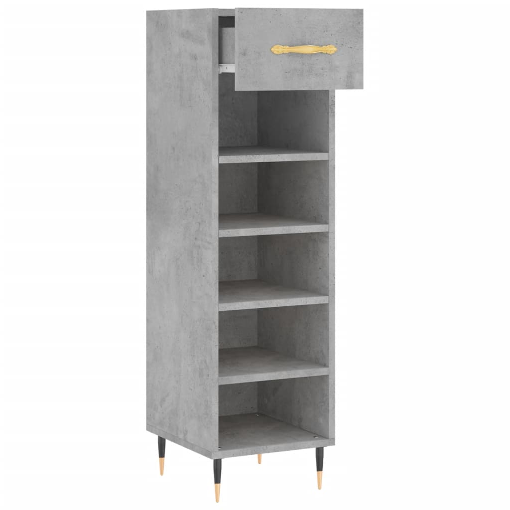 vidaXL Zapatero madera de ingeniería gris hormigón 30x35x105 cm - Image 5
