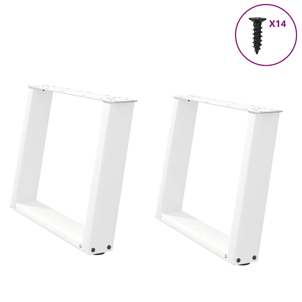 vidaXL Patas para mesa de centro en forma de U (2 unidades), color blanco, 70 x (42-43) cm, acero