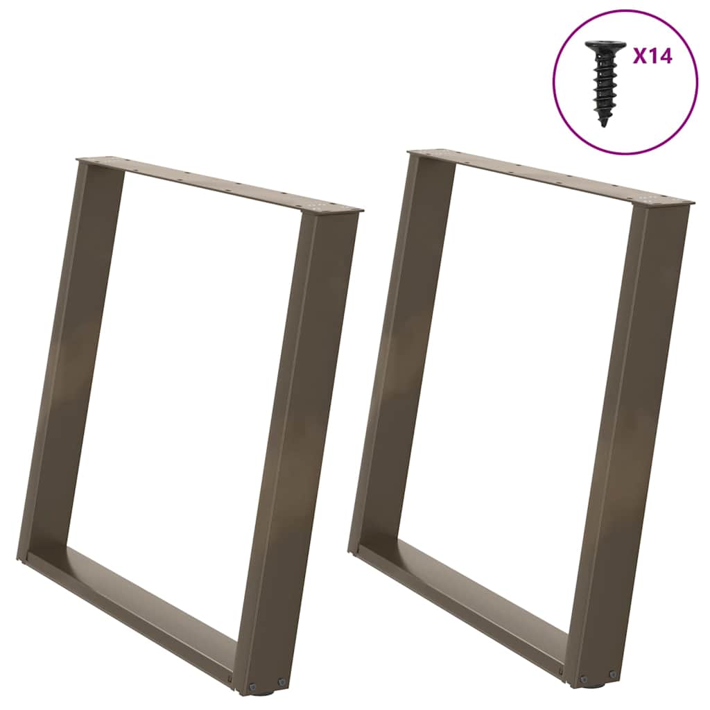 vidaXL Patas para mesa de comedor en forma de U (2 unidades, acero natural, 100 x 72-73 cm)